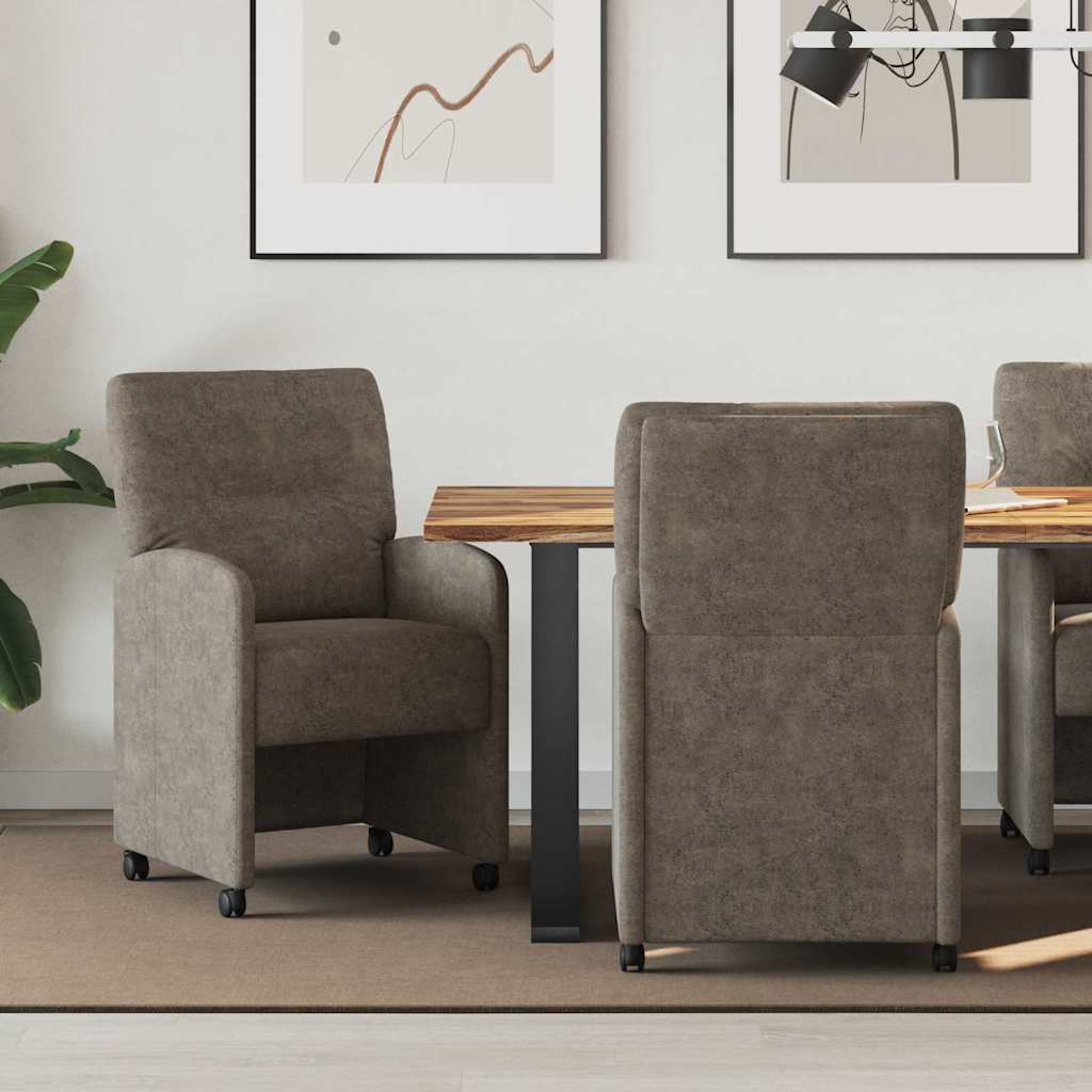 vidaXL Krzesełka jadalne na kółkach 2 pcs ciemno szary 57 x 67 x 95 cm