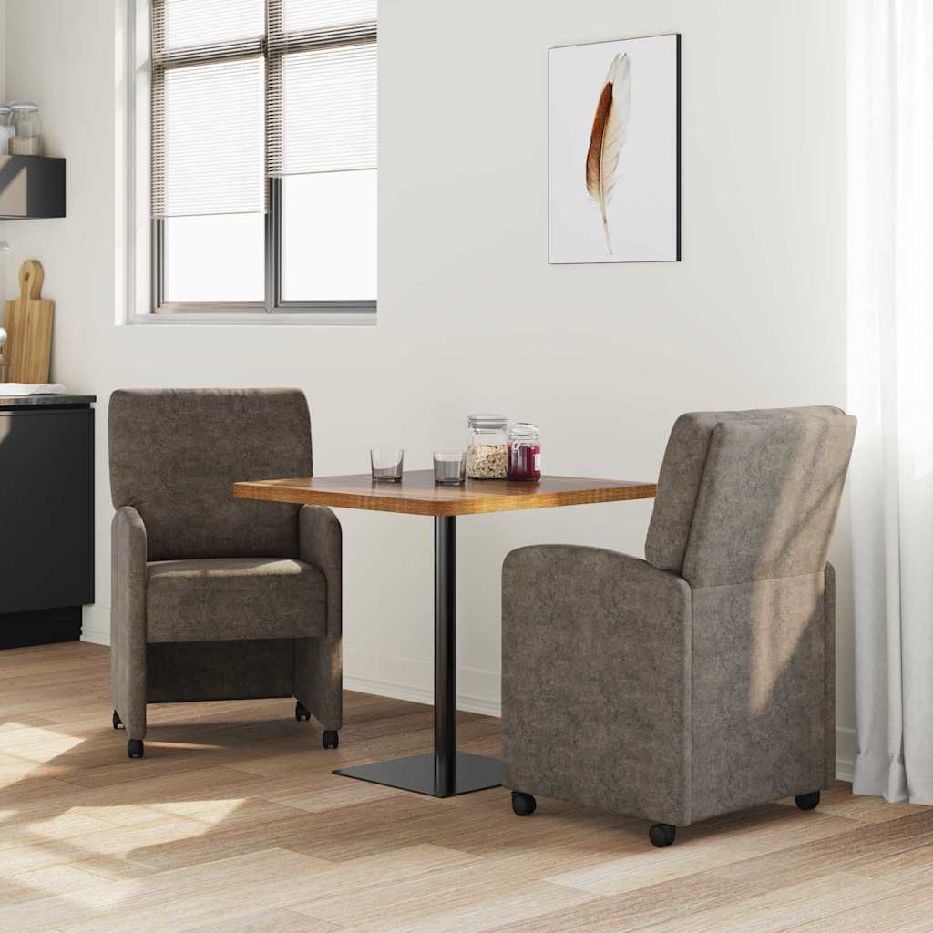 vidaXL Krzesełka jadalne na kółkach 2 pcs ciemno szary 57 x 67 x 95 cm