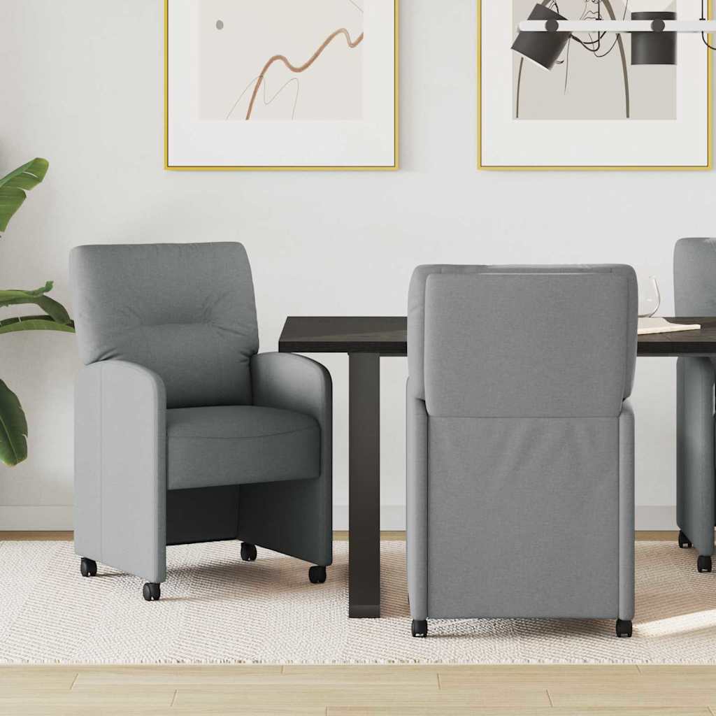 vidaXL Krzesełka jadalne na kółkach 2 pcs Jasnoszary 57 x 67 x 95 cm