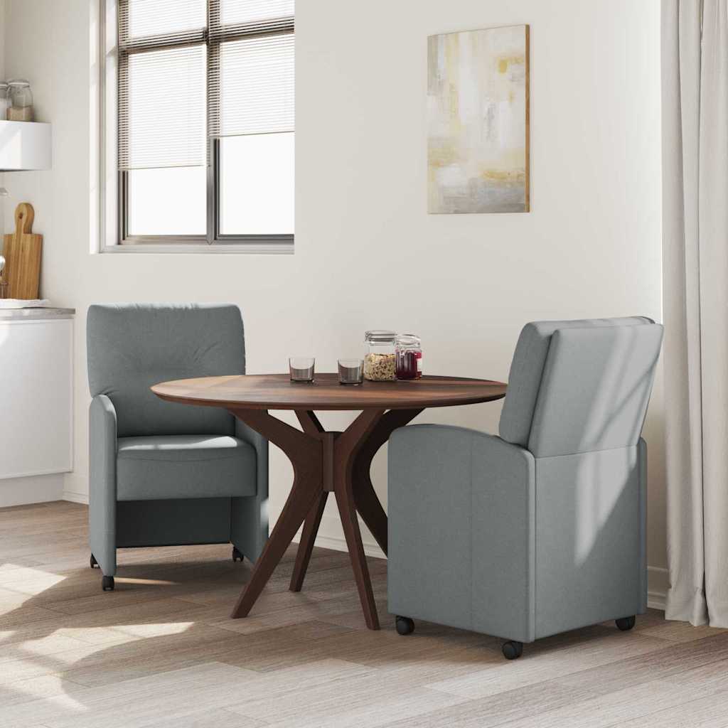 vidaXL Krzesełka jadalne na kółkach 2 pcs Jasnoszary 57 x 67 x 95 cm