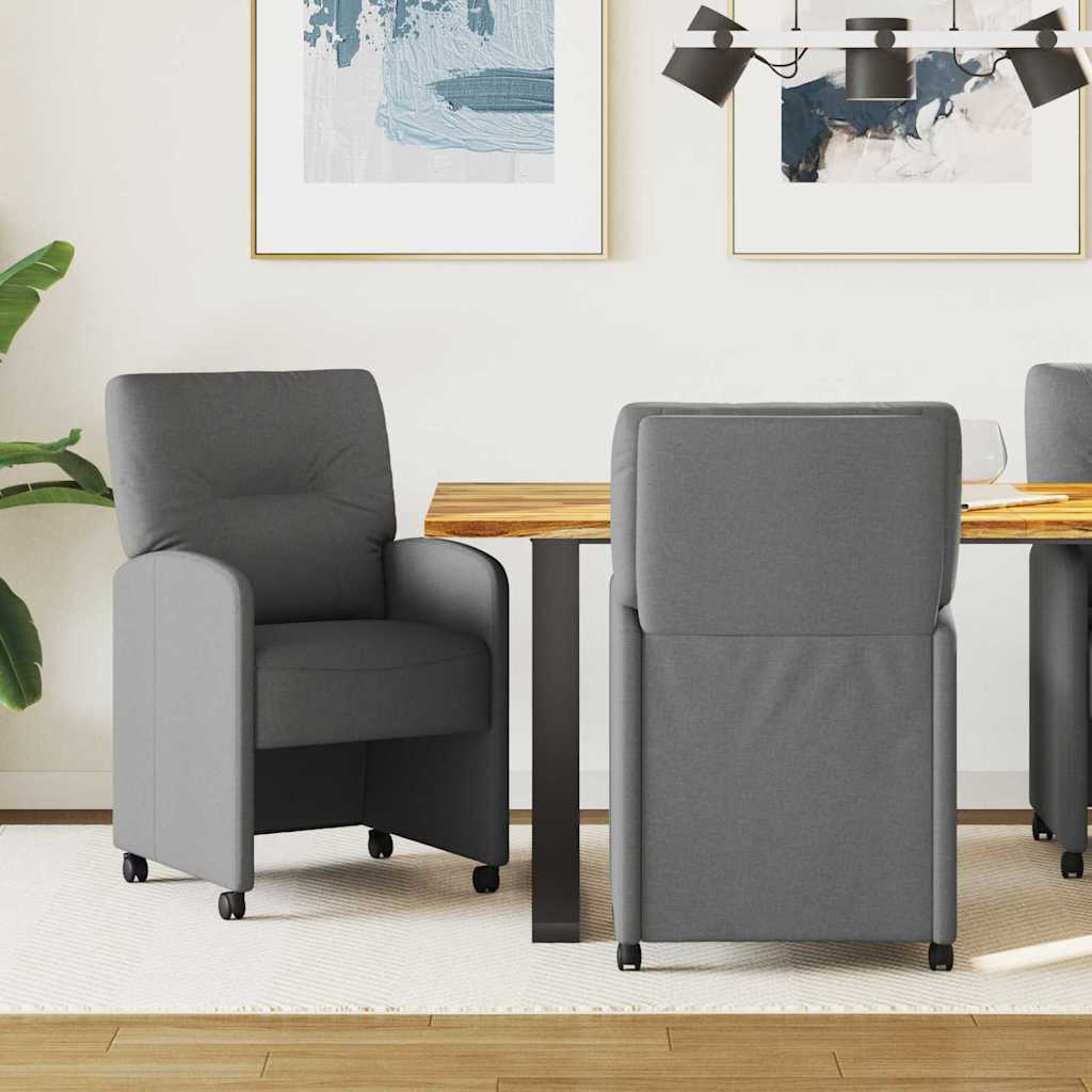 vidaXL Krzesełka jadalne na kółkach 2 pcs ciemno szary 57 x 67 x 95 cm