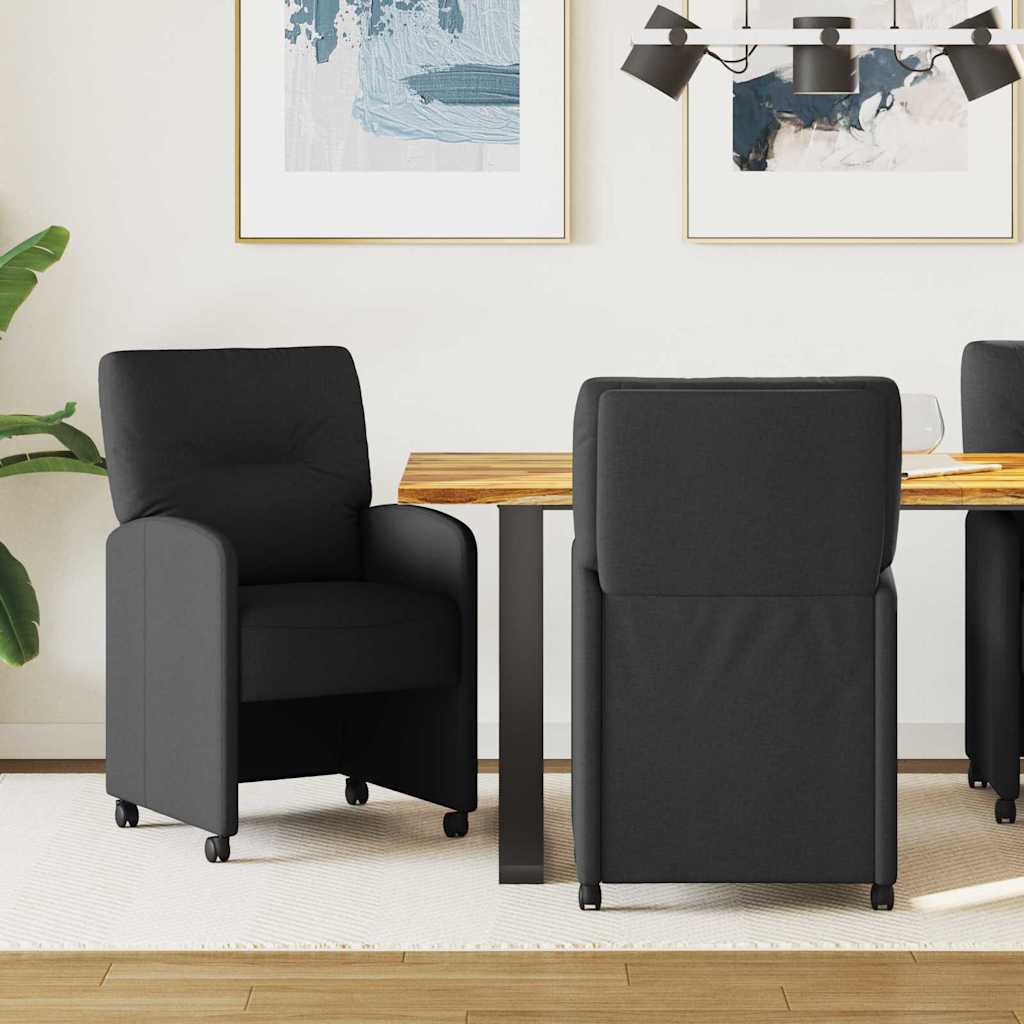 vidaXL Krzesełka jadalne na kółkach 2 pcs Czarny 57 x 67 x 95 cm