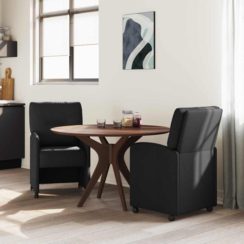 vidaXL Krzesełka jadalne na kółkach 2 pcs Czarny 57 x 67 x 95 cm