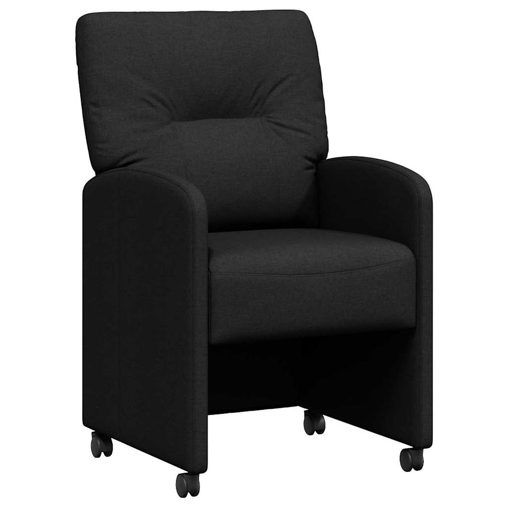 vidaXL Krzesełka jadalne na kółkach 2 pcs Czarny 57 x 67 x 95 cm