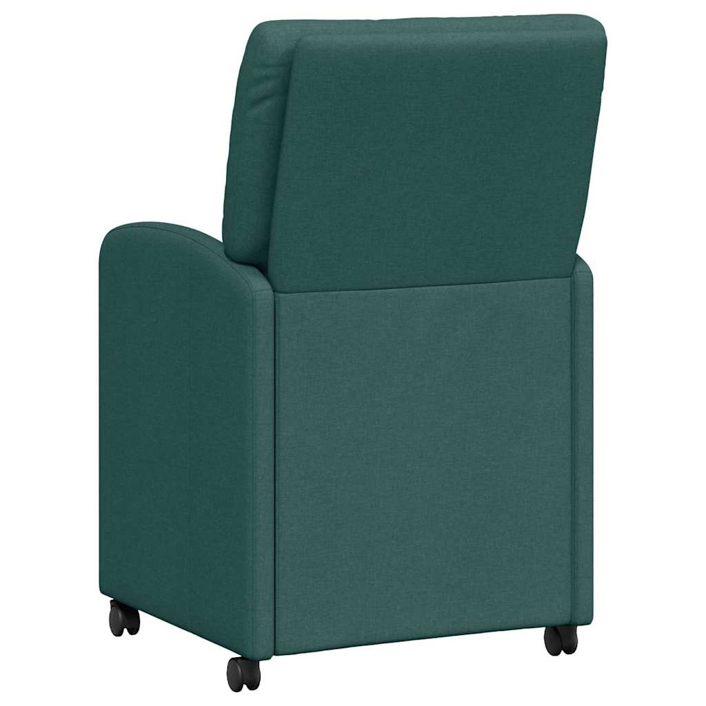 vidaXL Krzesełka jadalne na kółkach 2 pcs Ciemnozielony tkanina