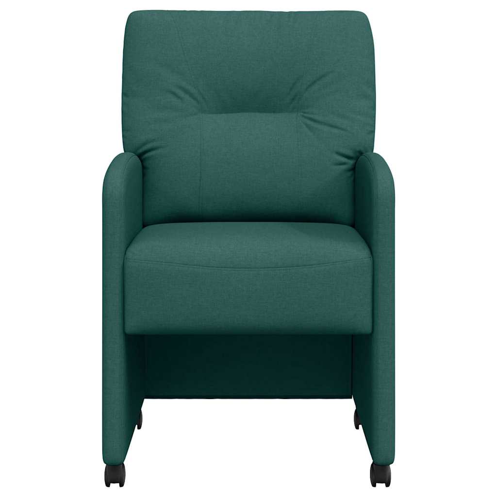 vidaXL Krzesełka jadalne na kółkach 2 pcs Ciemnozielony tkanina