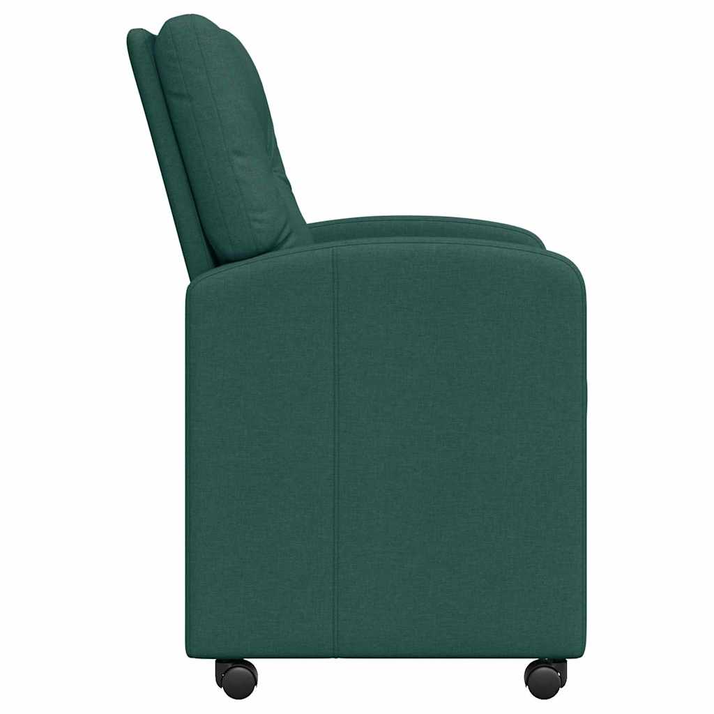 vidaXL Krzesełka jadalne na kółkach 2 pcs Ciemnozielony tkanina