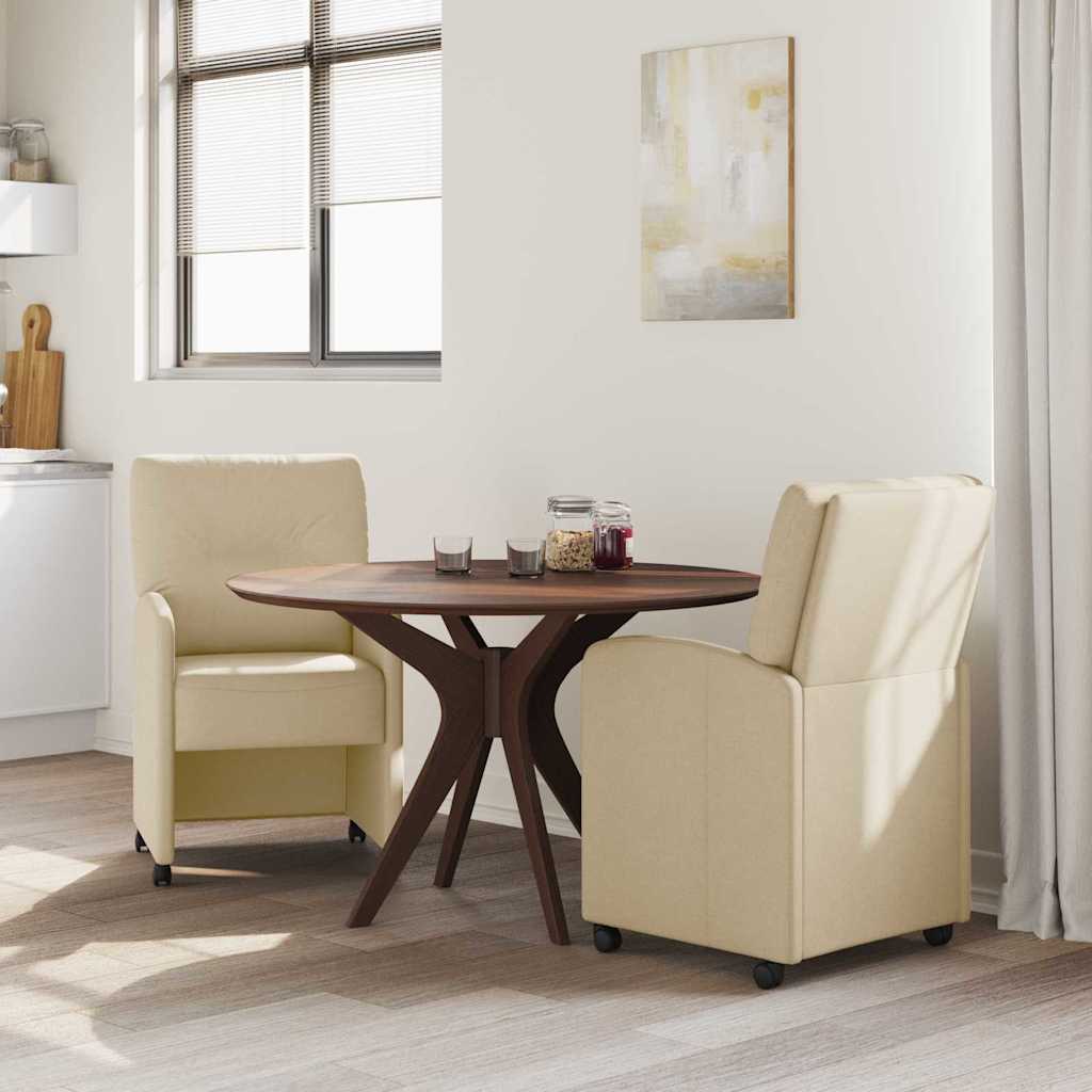 vidaXL Krzesełka jadalne na kółkach 2 pcs Kremowy 57 x 67 x 95 cm