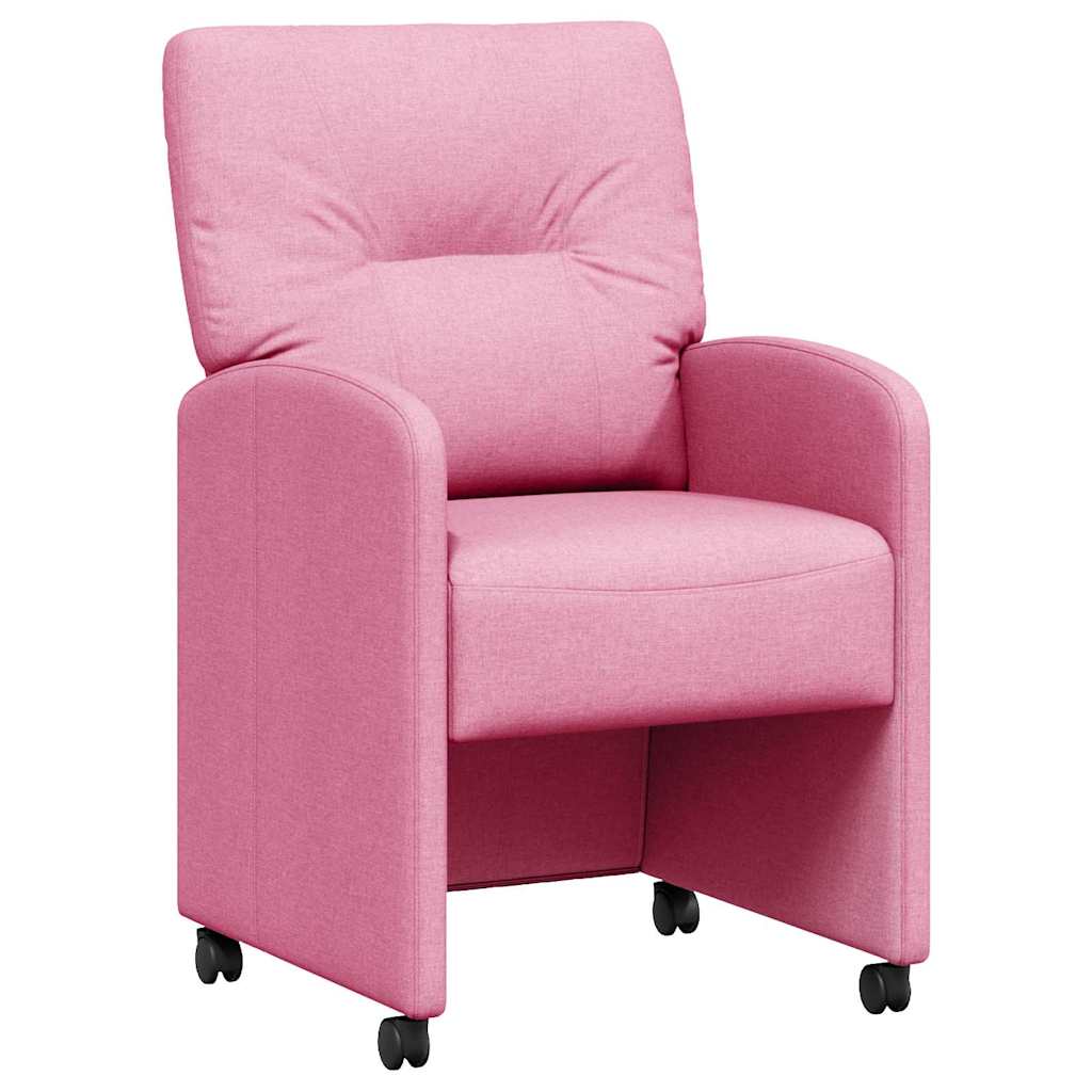 vidaXL Krzesełka jadalne na kółkach 2 pcs Różowy 57 x 67 x 95 cm