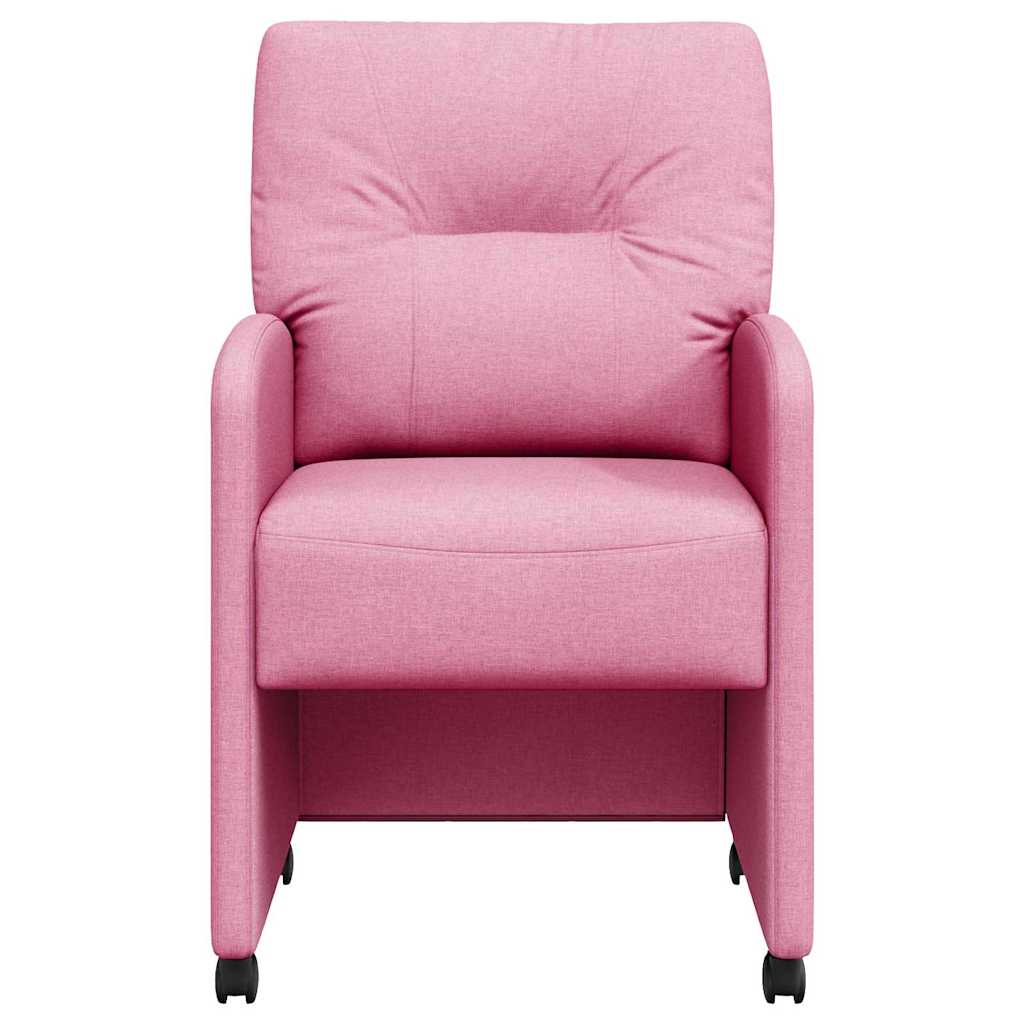 vidaXL Krzesełka jadalne na kółkach 2 pcs Różowy 57 x 67 x 95 cm