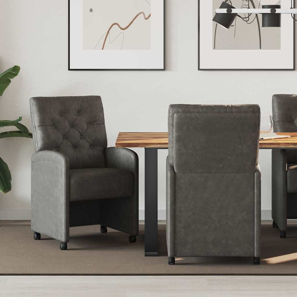 vidaXL Krzesełka jadalne na kółkach 2 pcs Czarny 58 x 67 x 97 cm