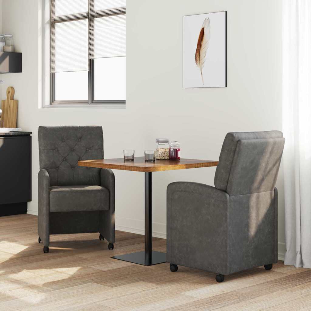 vidaXL Krzesełka jadalne na kółkach 2 pcs Czarny 58 x 67 x 97 cm