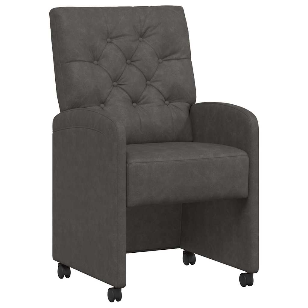 vidaXL Krzesełka jadalne na kółkach 2 pcs Czarny 58 x 67 x 97 cm