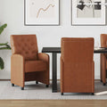 vidaXL Krzesełka jadalne na kółkach 2 pcs Brązowy 58 x 67 x 97 cm