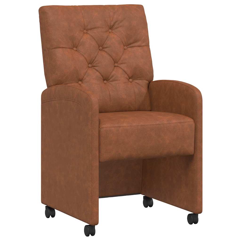 vidaXL Krzesełka jadalne na kółkach 2 pcs Brązowy 58 x 67 x 97 cm