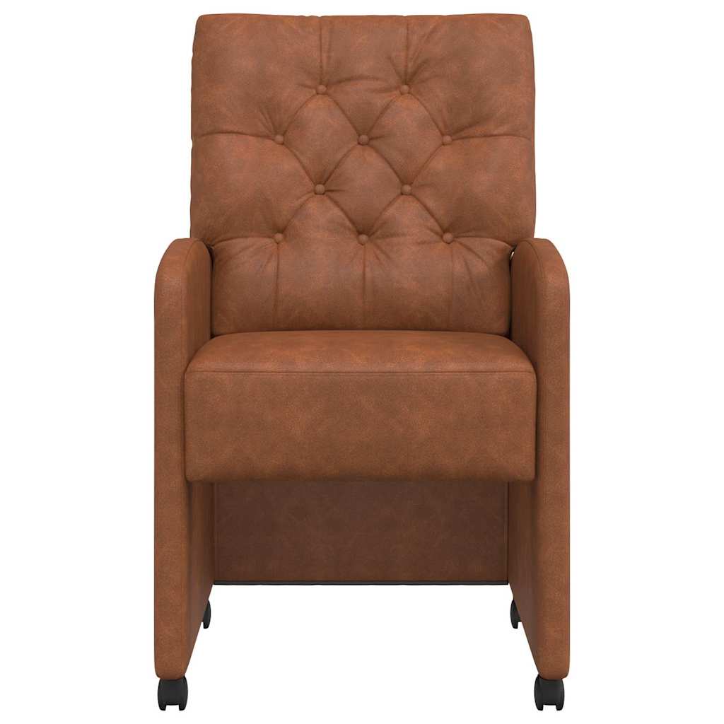 vidaXL Krzesełka jadalne na kółkach 2 pcs Brązowy 58 x 67 x 97 cm