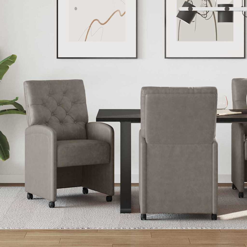 vidaXL Krzesełka jadalne na kółkach 2 pcs Szary 58 x 67 x 97 cm