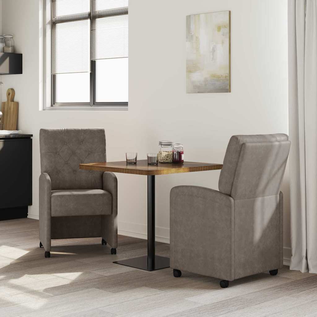 vidaXL Krzesełka jadalne na kółkach 2 pcs Szary 58 x 67 x 97 cm