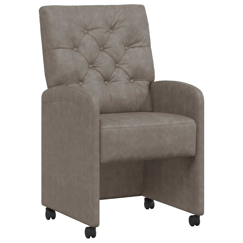 vidaXL Krzesełka jadalne na kółkach 2 pcs Szary 58 x 67 x 97 cm
