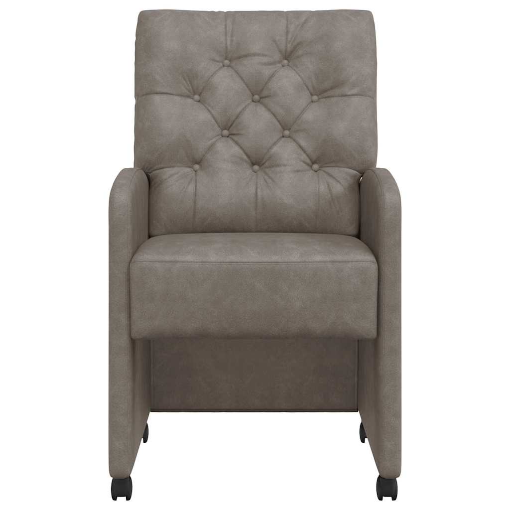 vidaXL Krzesełka jadalne na kółkach 2 pcs Szary 58 x 67 x 97 cm
