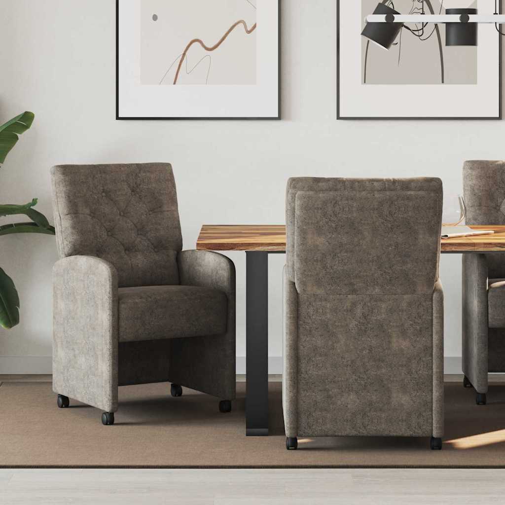 vidaXL Krzesełka jadalne na kółkach 2 pcs ciemno szary 58 x 67 x 97 cm