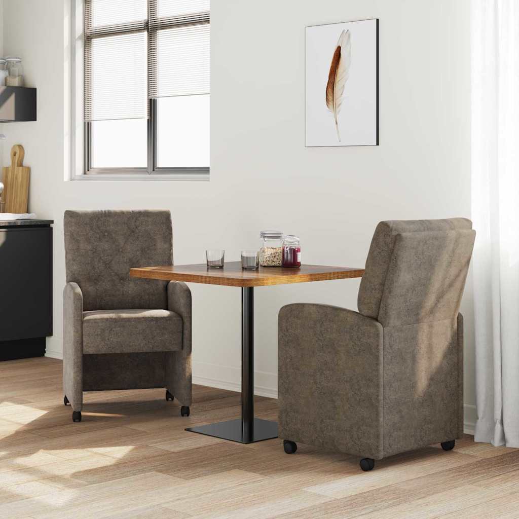 vidaXL Krzesełka jadalne na kółkach 2 pcs ciemno szary 58 x 67 x 97 cm