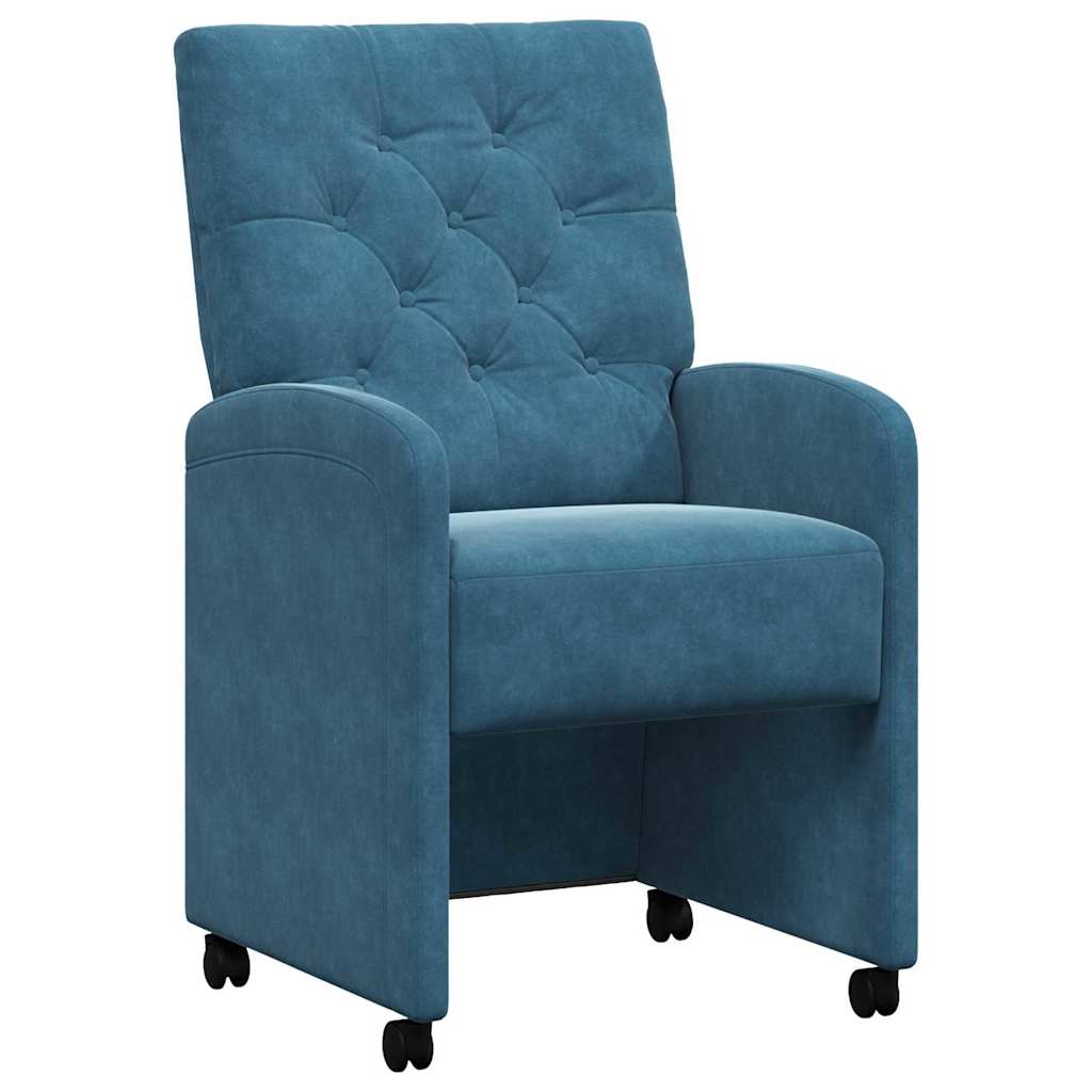 vidaXL Krzesełka jadalne na kółkach 2 pcs Niebieski 58 x 67 x 97 cm