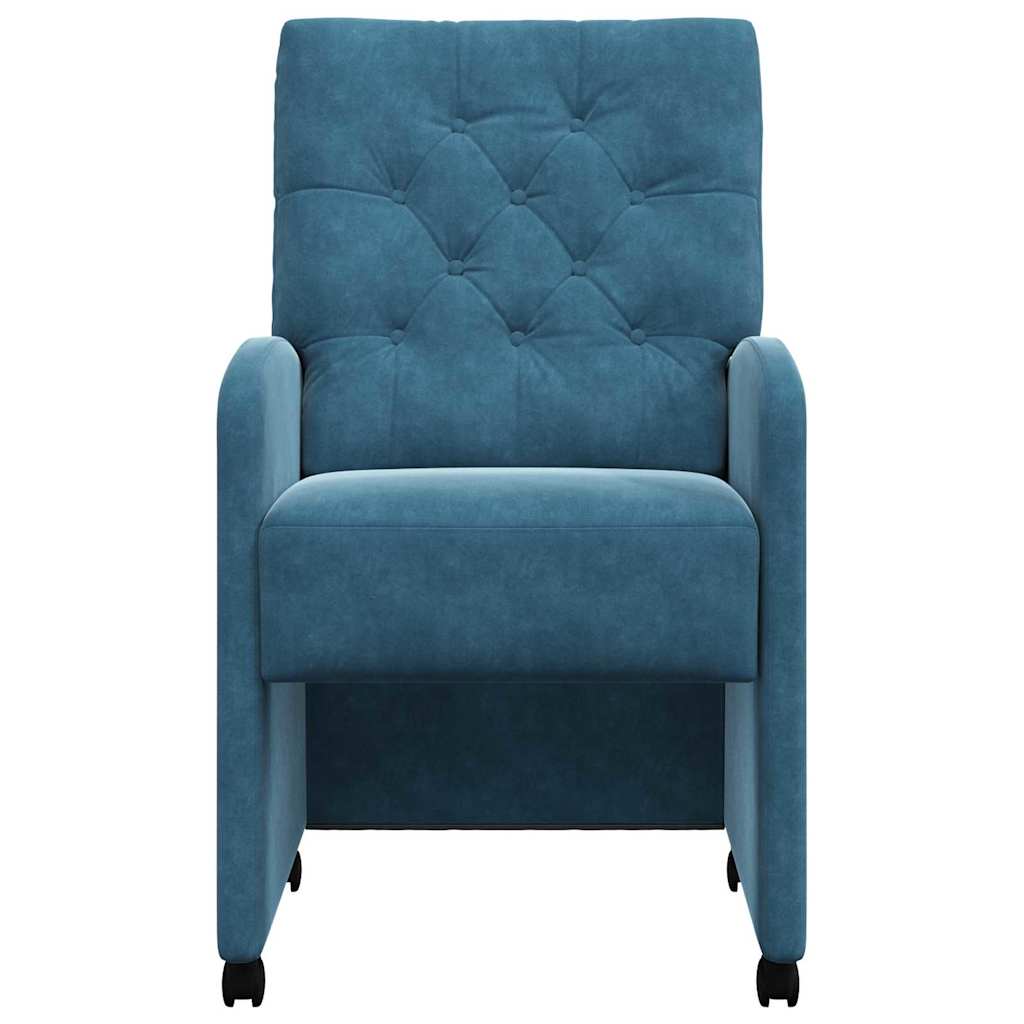 vidaXL Krzesełka jadalne na kółkach 2 pcs Niebieski 58 x 67 x 97 cm
