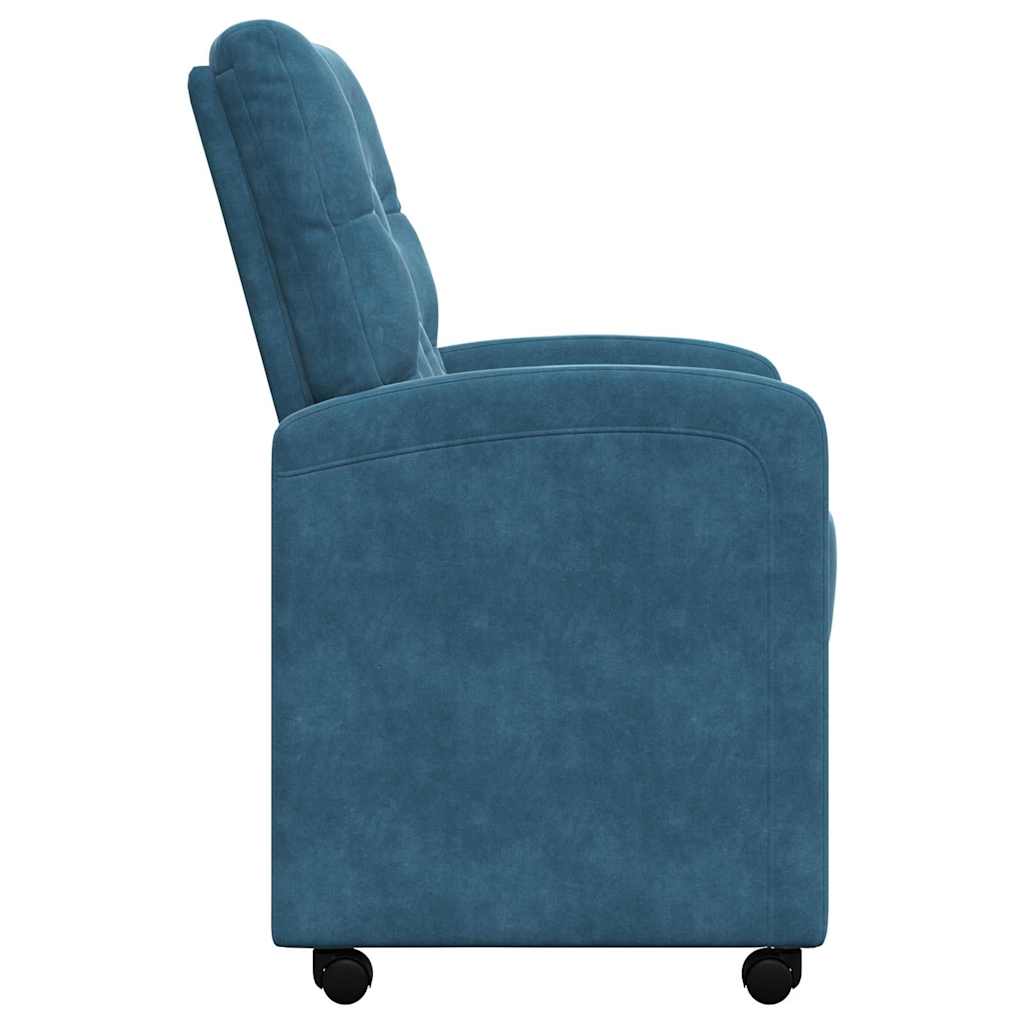 vidaXL Krzesełka jadalne na kółkach 2 pcs Niebieski 58 x 67 x 97 cm