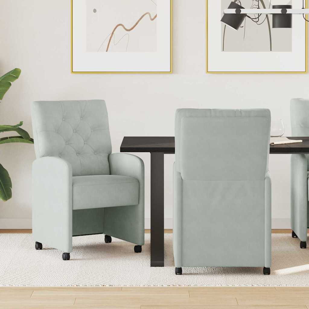 vidaXL Krzesełka jadalne na kółkach 2 pcs Jasnoszary 58 x 67 x 97 cm