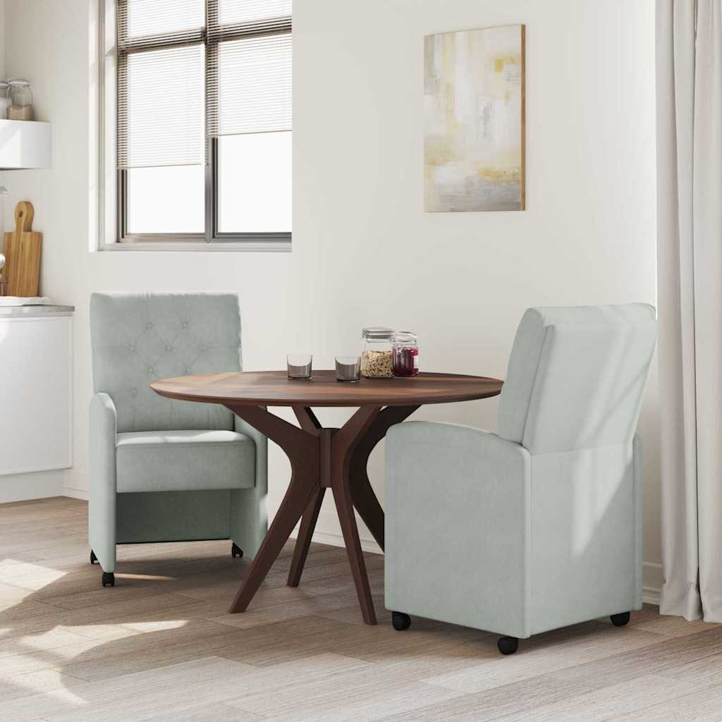vidaXL Krzesełka jadalne na kółkach 2 pcs Jasnoszary 58 x 67 x 97 cm