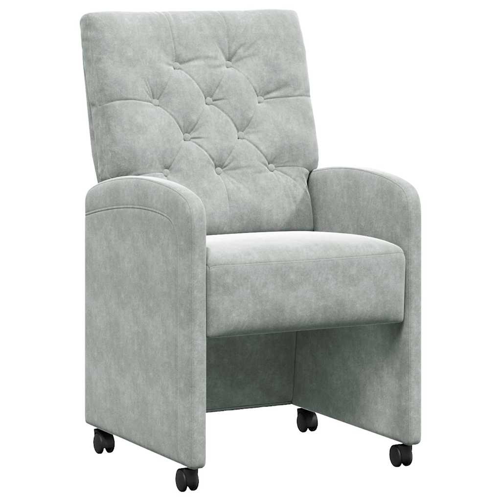 vidaXL Krzesełka jadalne na kółkach 2 pcs Jasnoszary 58 x 67 x 97 cm