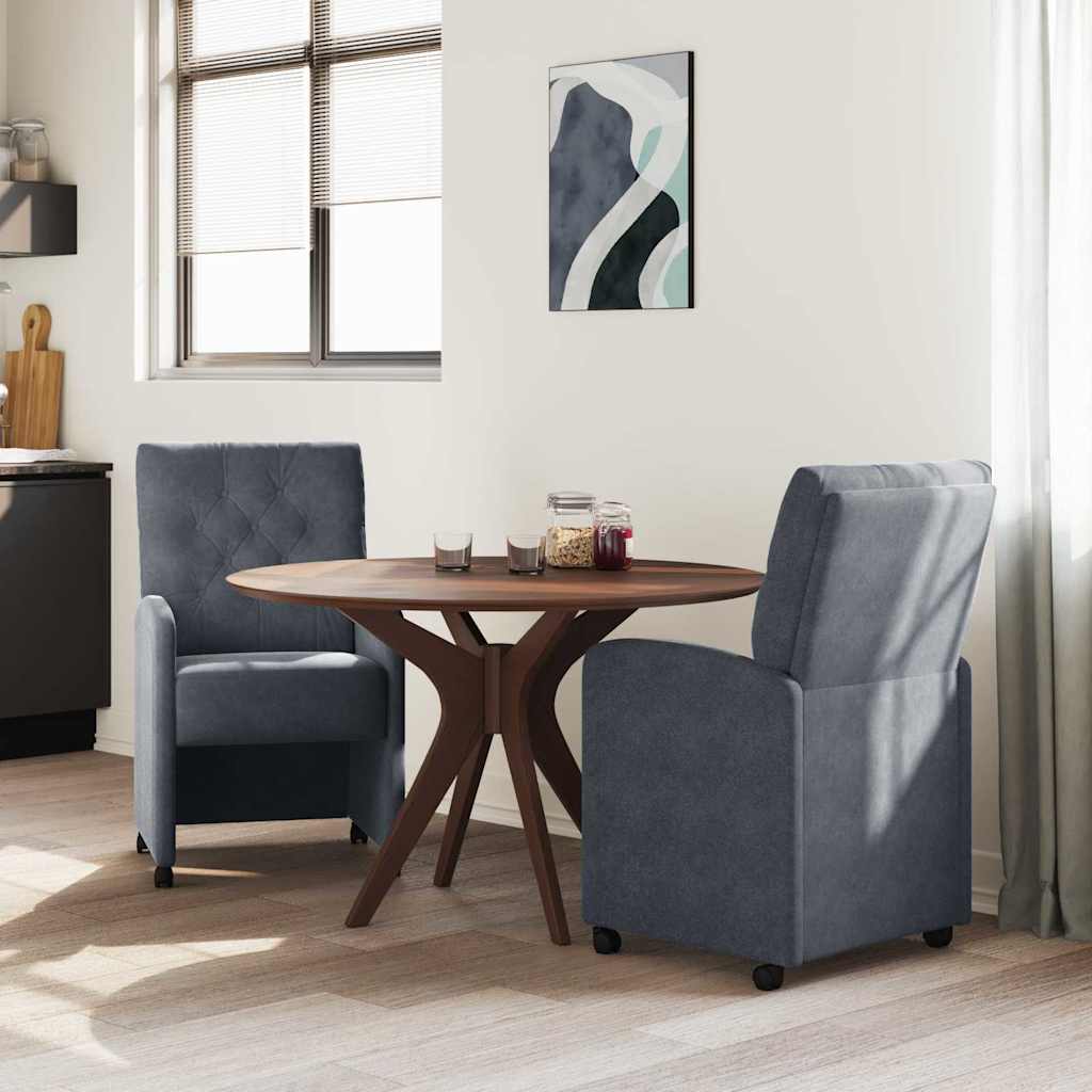 vidaXL Krzesełka jadalne na kółkach 2 pcs ciemno szary 58 x 67 x 97 cm