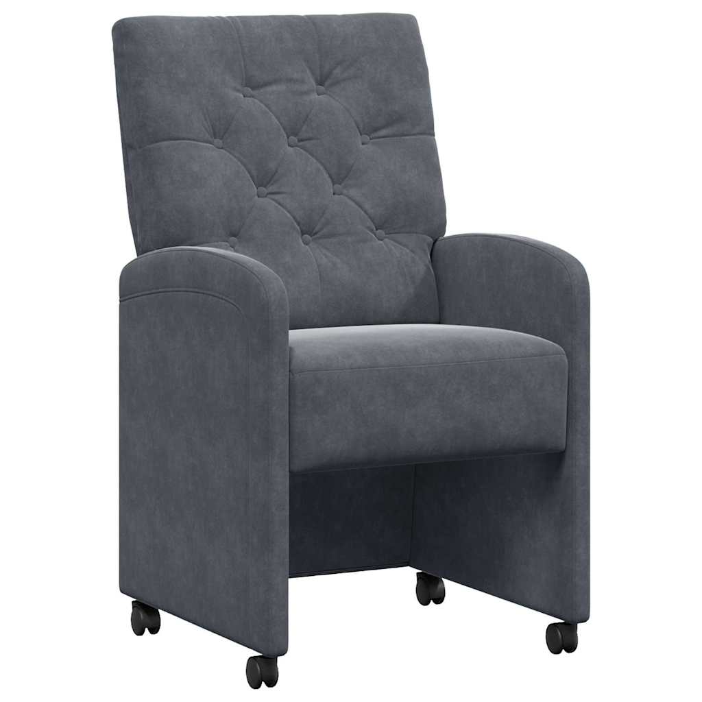 vidaXL Krzesełka jadalne na kółkach 2 pcs ciemno szary 58 x 67 x 97 cm