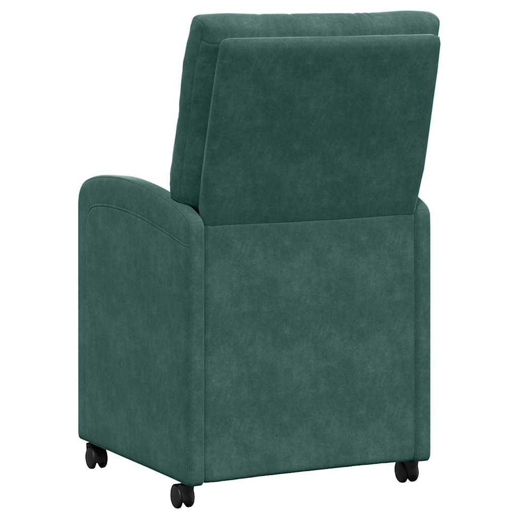 vidaXL Krzesełka jadalne na kółkach 2 pcs Ciemnozielony Aksamit