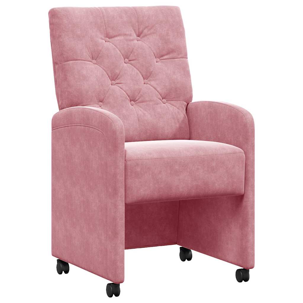vidaXL Krzesełka jadalne na kółkach 2 pcs Różowy 58 x 67 x 97 cm