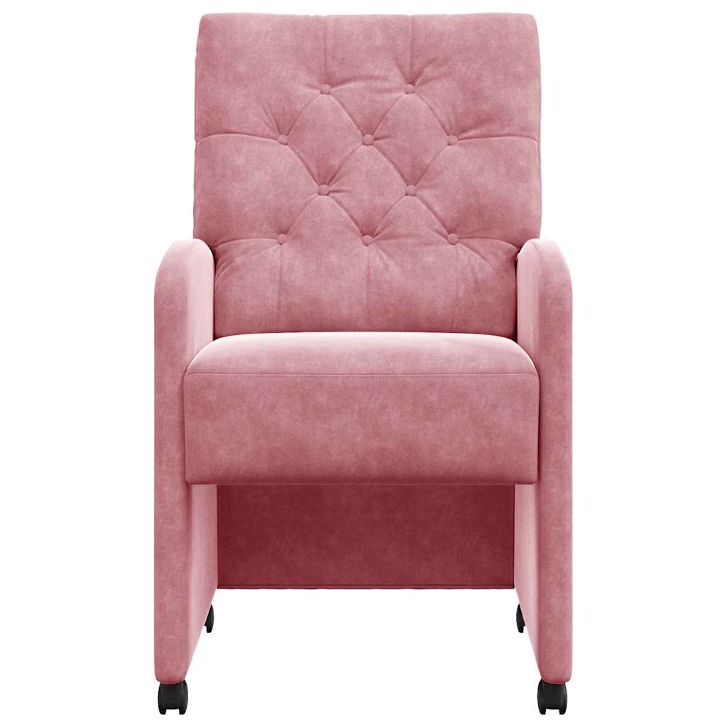 vidaXL Krzesełka jadalne na kółkach 2 pcs Różowy 58 x 67 x 97 cm