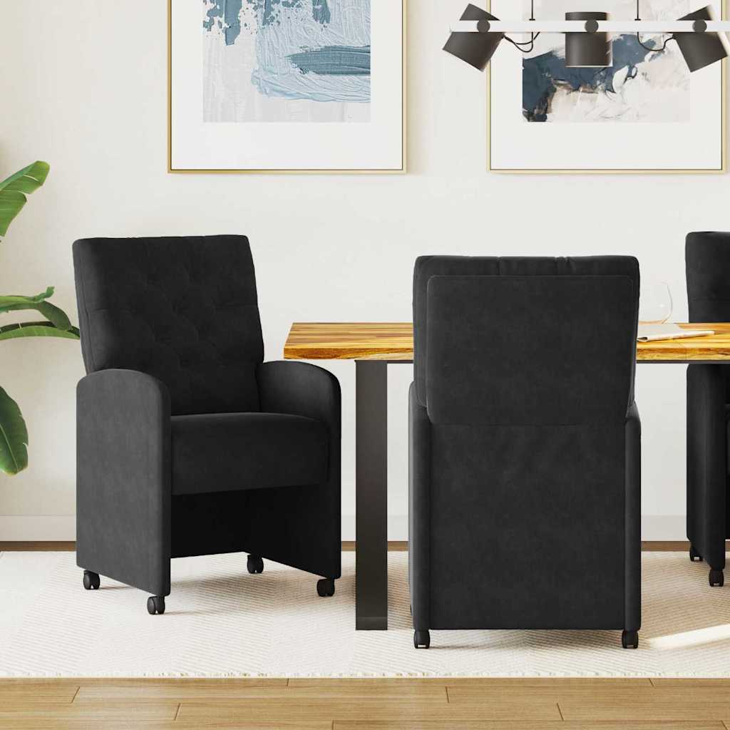 vidaXL Krzesełka jadalne na kółkach 2 pcs Czarny 58 x 67 x 97 cm