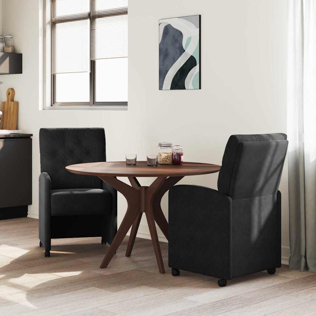 vidaXL Krzesełka jadalne na kółkach 2 pcs Czarny 58 x 67 x 97 cm