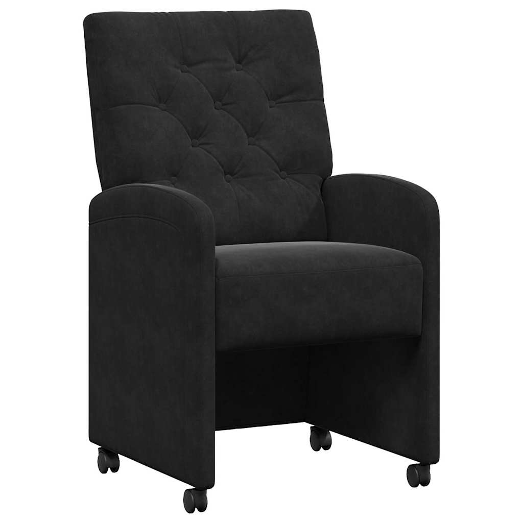 vidaXL Krzesełka jadalne na kółkach 2 pcs Czarny 58 x 67 x 97 cm