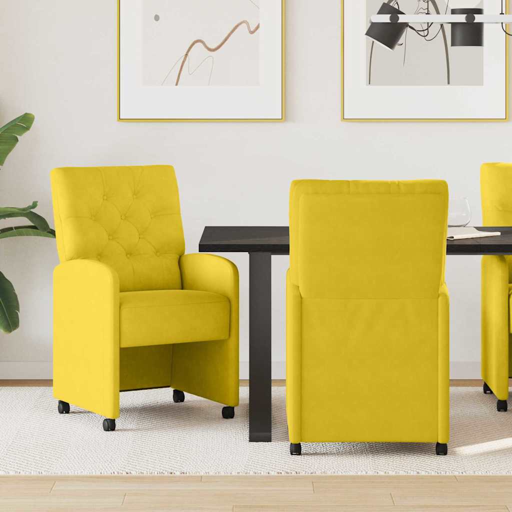 vidaXL Krzesełka jadalne na kółkach 2 pcs Żółty 58 x 67 x 97 cm