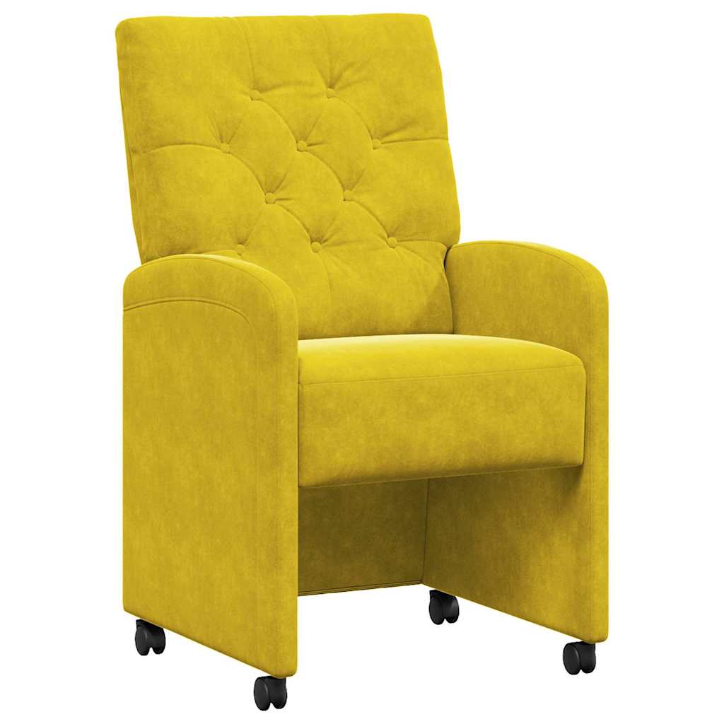 vidaXL Krzesełka jadalne na kółkach 2 pcs Żółty 58 x 67 x 97 cm