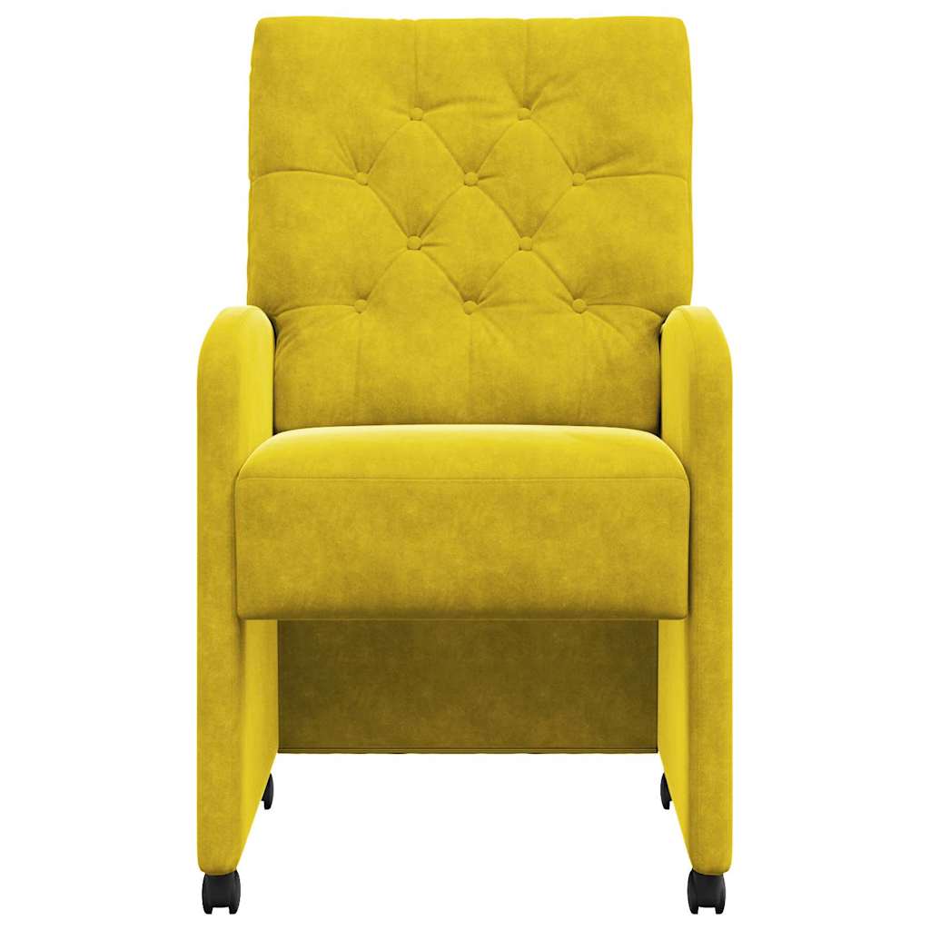 vidaXL Krzesełka jadalne na kółkach 2 pcs Żółty 58 x 67 x 97 cm