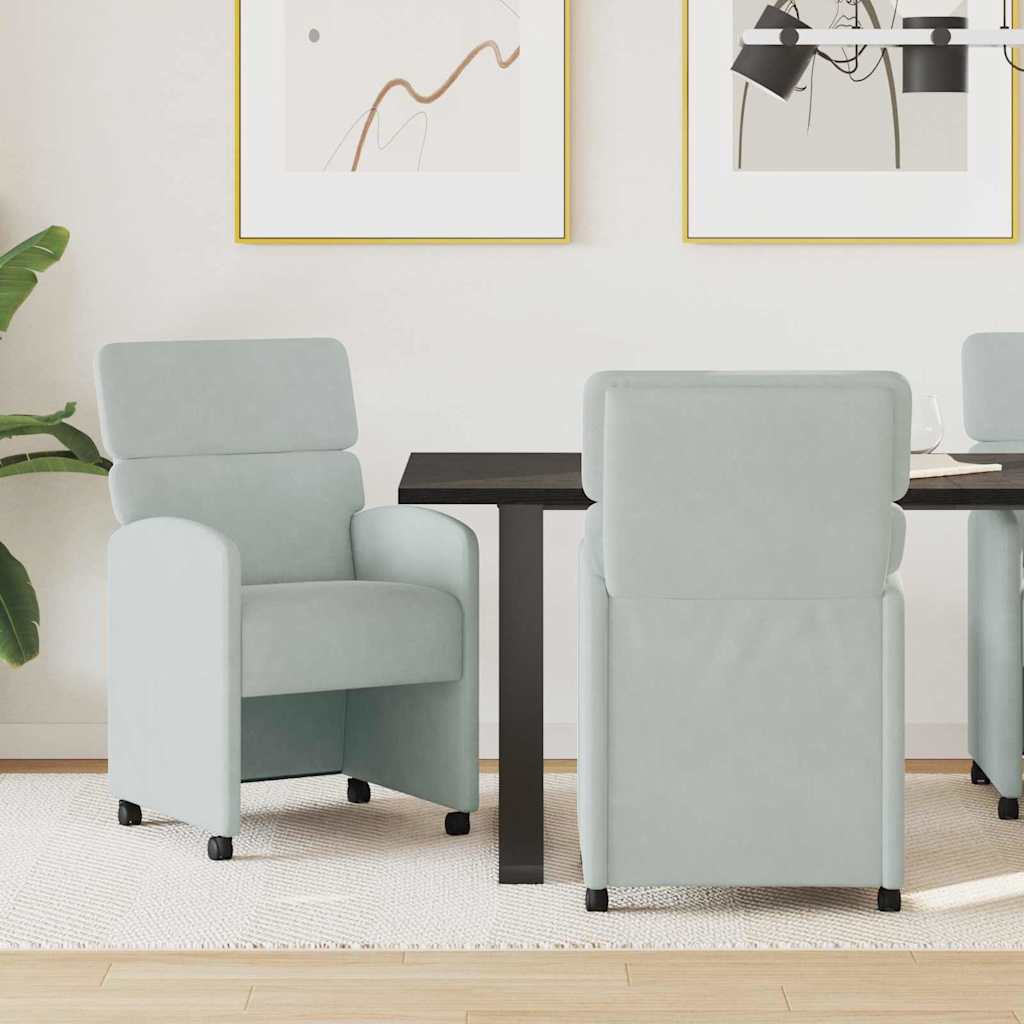 vidaXL Krzesełka jadalne na kółkach 2 pcs Jasnoszary 58 x 65 x 98 cm
