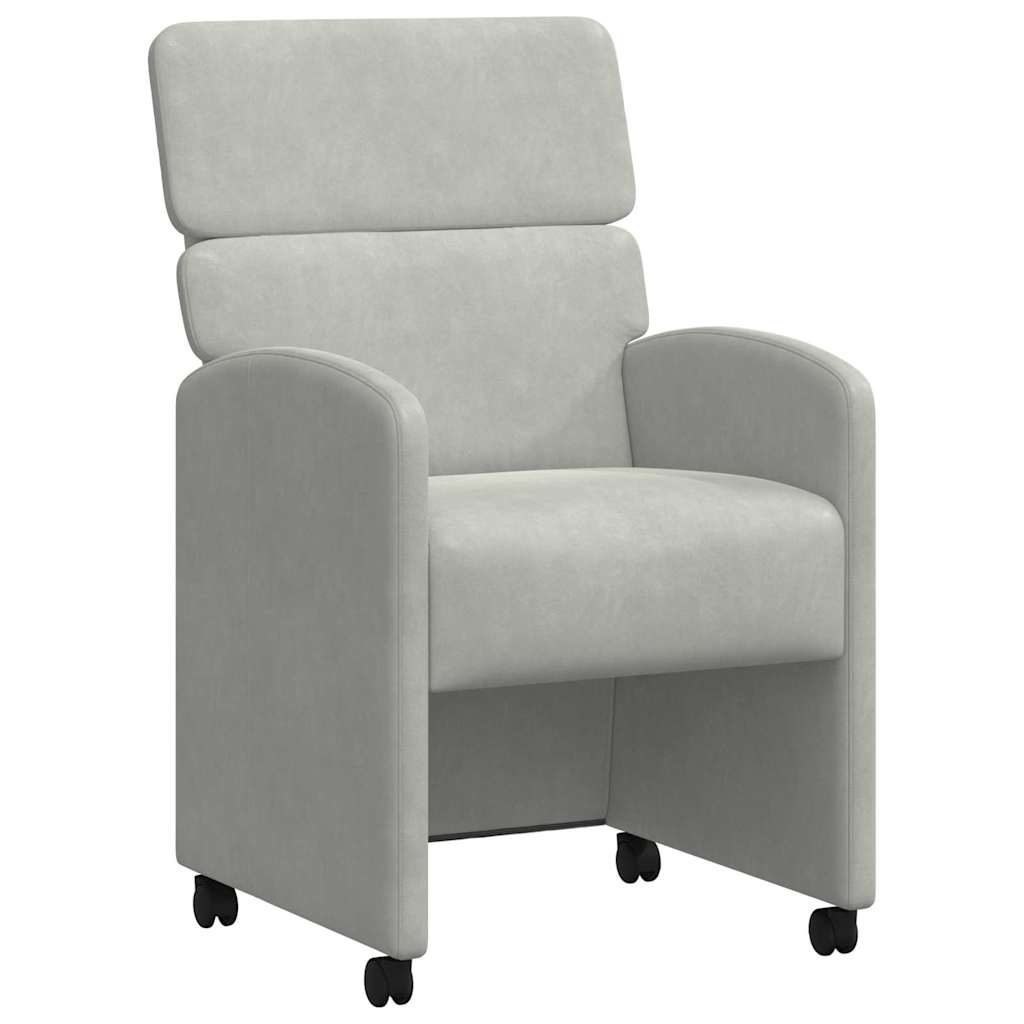 vidaXL Krzesełka jadalne na kółkach 2 pcs Jasnoszary 58 x 65 x 98 cm
