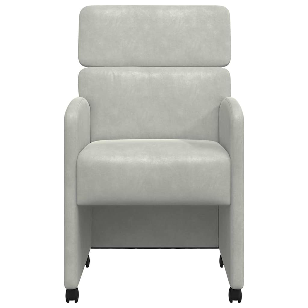 vidaXL Krzesełka jadalne na kółkach 2 pcs Jasnoszary 58 x 65 x 98 cm