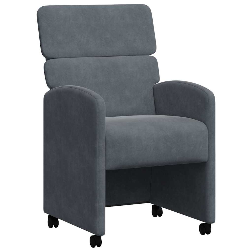 vidaXL Krzesełka jadalne na kółkach 2 pcs ciemno szary 58 x 65 x 98 cm