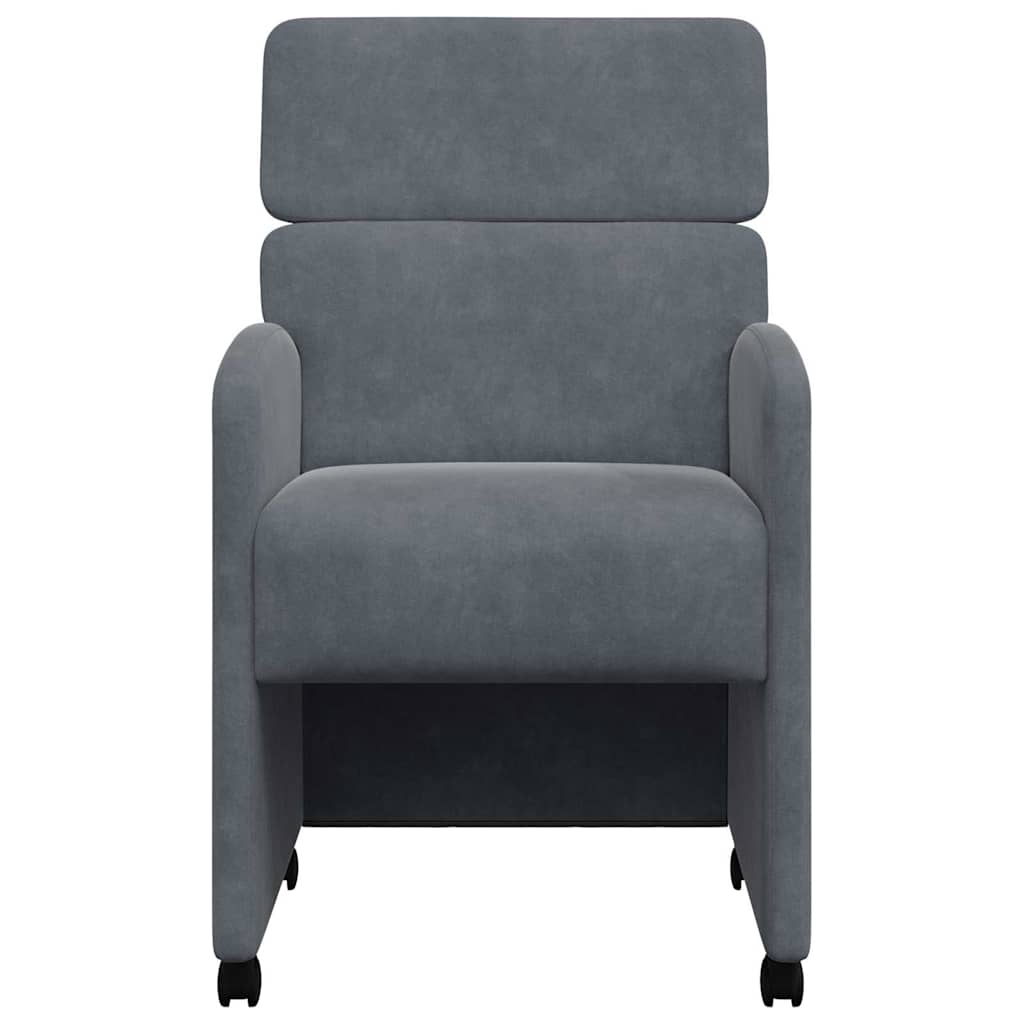 vidaXL Krzesełka jadalne na kółkach 2 pcs ciemno szary 58 x 65 x 98 cm