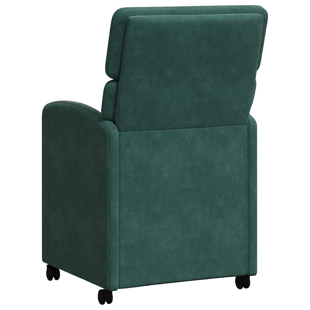 vidaXL Krzesełka jadalne na kółkach 2 pcs Ciemnozielony Aksamit