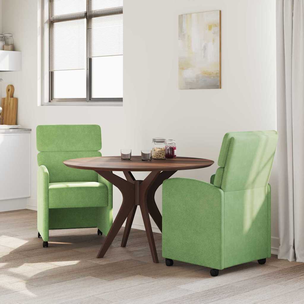 vidaXL Krzesełka jadalne na kółkach 2 pcs jasnozielony 58 x 65 x 98 cm